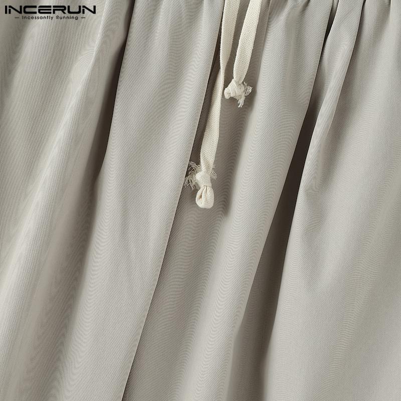 INCERUN Мужские брюки на кулиске Повседневные с эластичной талией Длинные Свободные Большого размера Брюки