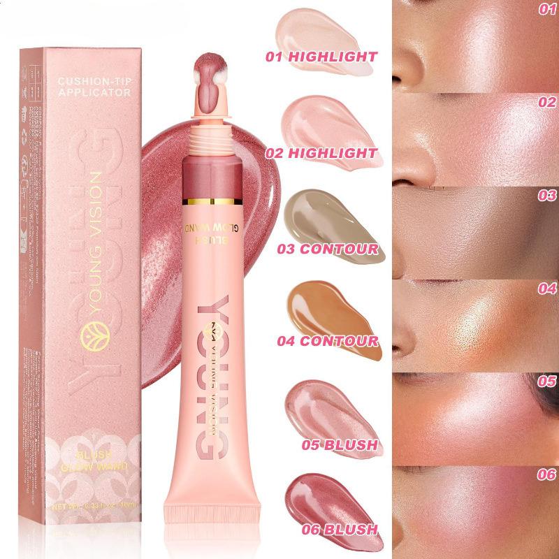 Liquid Cushion Blush Highlighting Stick Перламутровые жидкие румяна, удобные в использовании и переноске