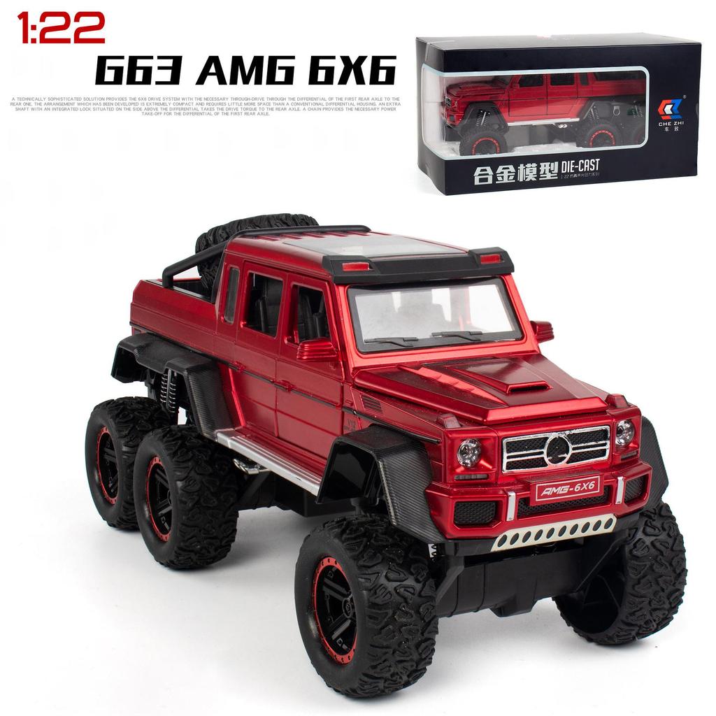 Масштаб 1/22 G63 AMG 6x6 V12, внедорожный черный пикап, модель автомобиля, игрушечный автомобиль из цинкового сплава со звуком и светом для детей, подарок для мальчиков и девочек