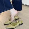 Women's Sandals Pointed Toe Square Heel Cover Toe Shoes Women Leisure Career Summer French Elegant One Kick Sandalias De Mujer