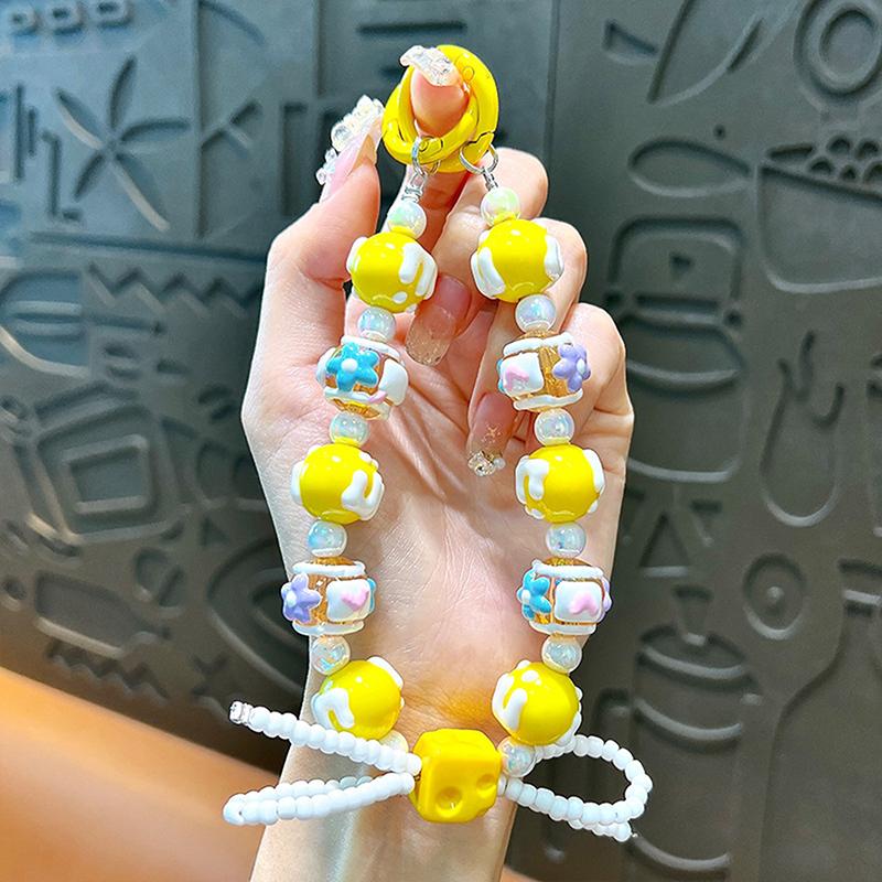 Cake Beads Hand-Painted Beads Mobile Phone Chain Keychain Cute Bag Pendant Beaded Chain