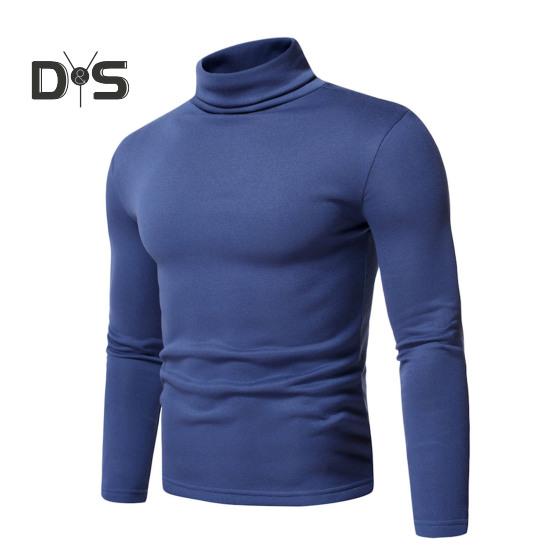 Spring Autumn Men Fitness Top Slim Fit High Collar Stretchy Long Sleeves Solid Color Pullover Fitness Sport Top Winter Bottoming Clothes