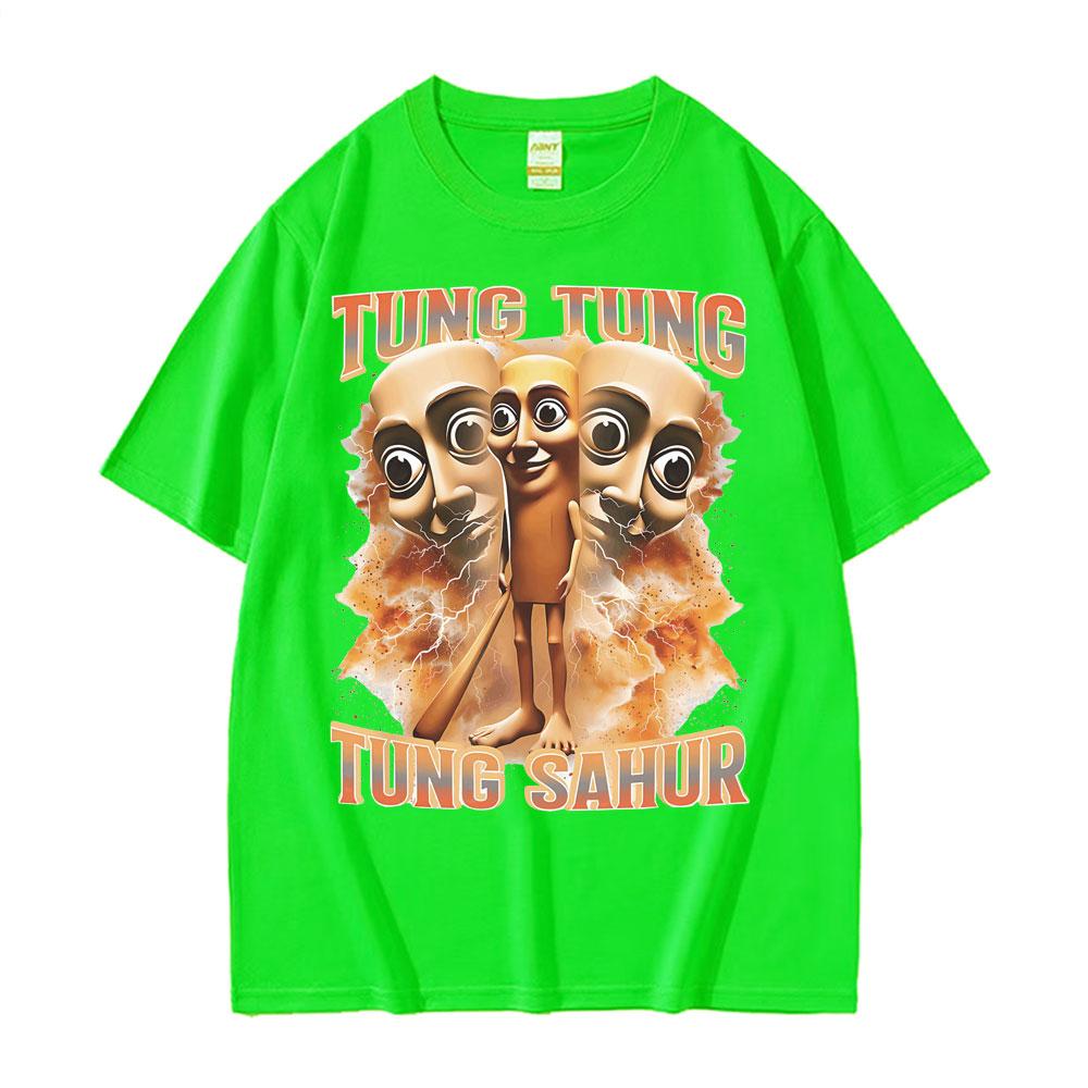 Tung Tung Tung Sahur Funny Baseball Bat Meme T Shirt Unisex Vintage Humor Short Sleeve Tshirts Unisex Oversized Pure Cotton Tshirt
