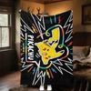 1pc Pikachu Electric Theme Design Flannel Blanket - 3D Printed Soft Warm, All-Season Lightweight Throw for Camping Travel Bed-080734