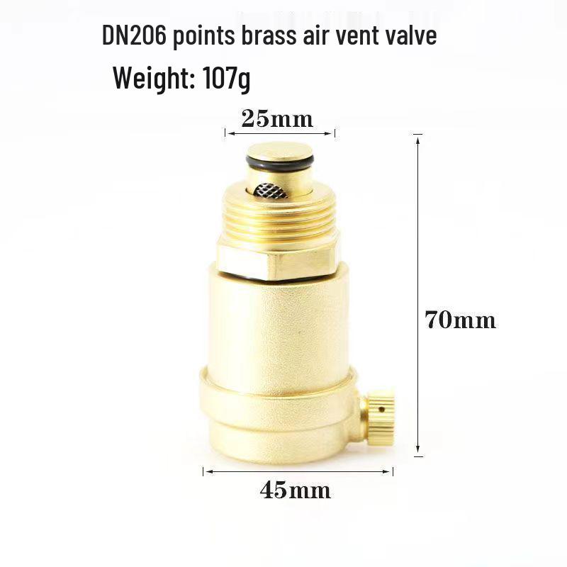Thickened Brass Automatic Quick Exhaust Valve with Weighted Pointed Vent, Threaded Fittings 1/2", 3/4", 1