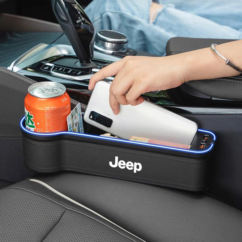 Для автомобиля Jeep Светодиодные фонари Ящик для хранения за сиденьем Держатель для стакана с USB-зарядкой Для Jeep Grand Cherokee Wrangler JK Gladiator Compa