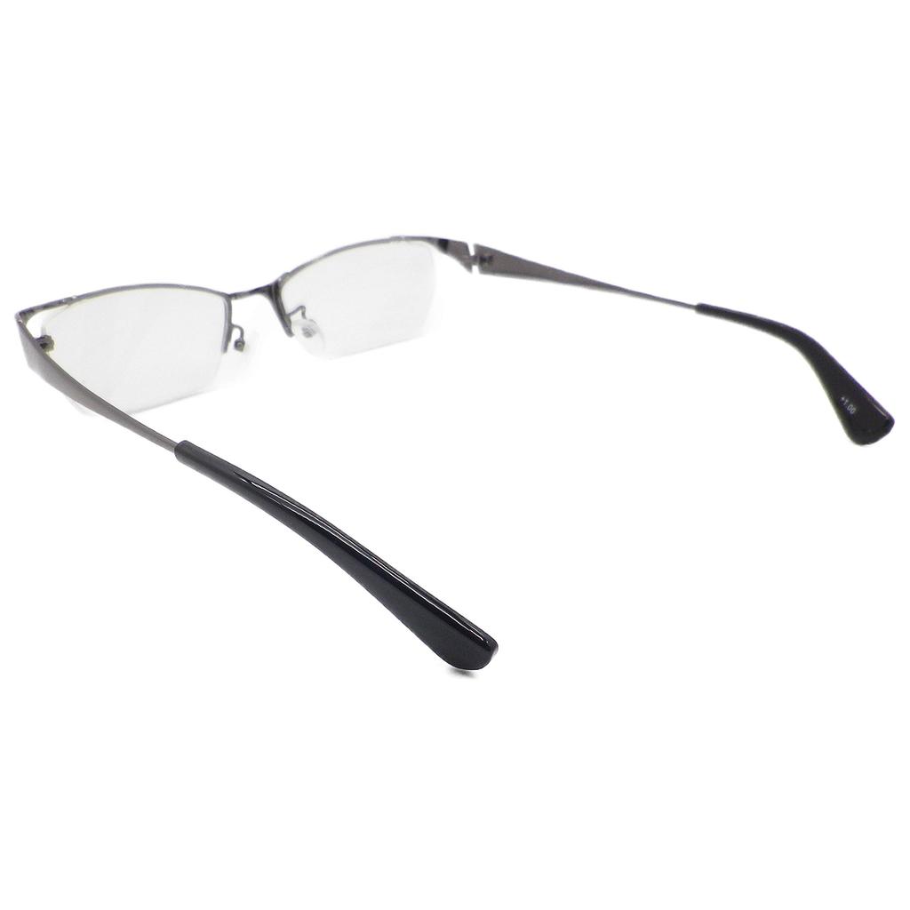 Nagoya Optical Co., Ltd. Стильные и модные очки для чтения для мужчин: Металлическая оправа, полуободковый дизайн, MM-01 (Серый (широкий), 3.00)