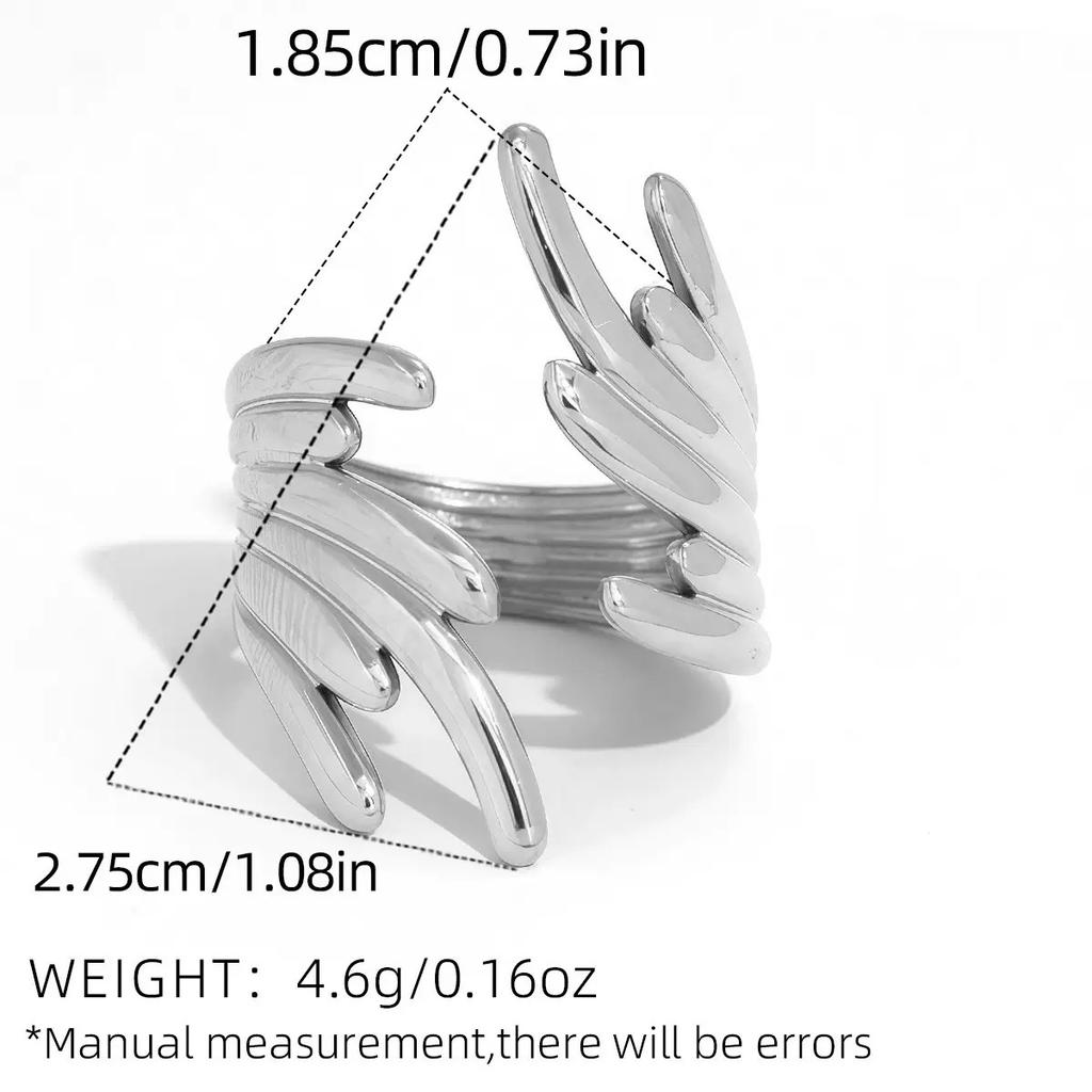 Silver Color Stainless Steel Rings for Women Men Vintage Heart Shaped Leaf Wings Flower Open Rings Waterproof Jewelry Wholesale