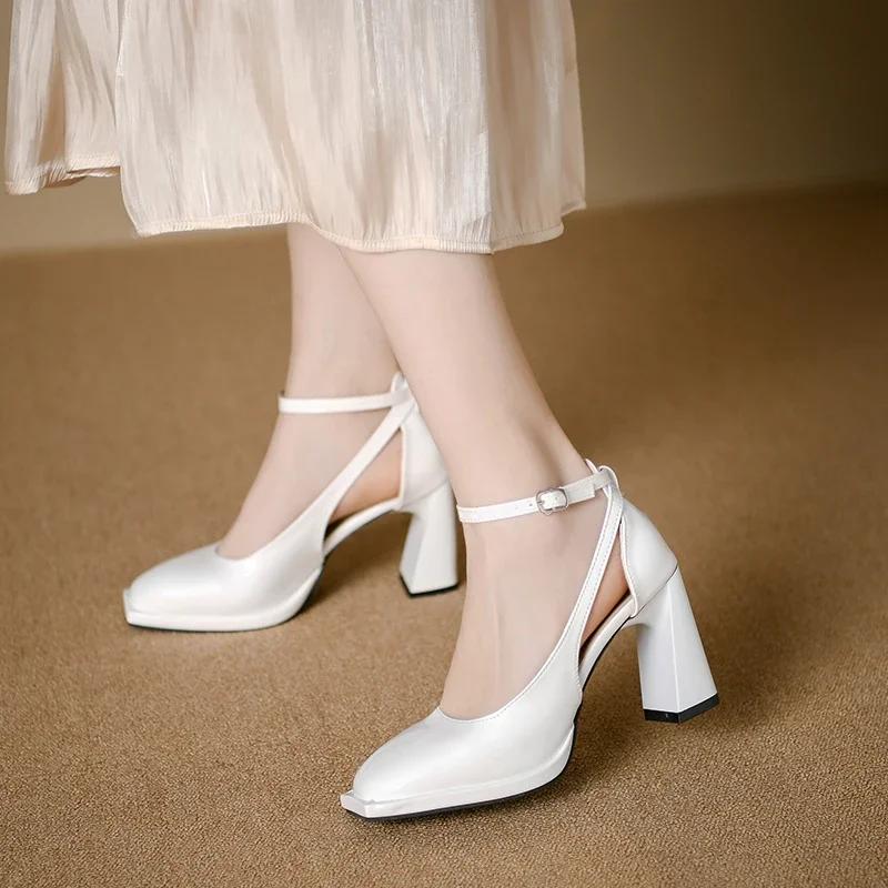 2024 Классические туфли Мэри Джейн Женские туфли Сексуальные туфли на высоком каблуке Квадратный носок Высокие каблуки Женские босоножки Вечерние свадебные туфли Zapatos