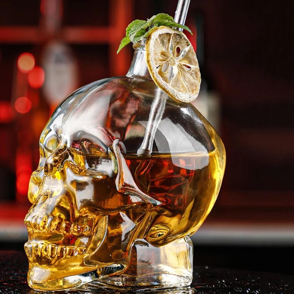 Glass Skull Head Cup 100-750ML Water Bottle Creative Skull Head Wine Bottle Halloween Gift
