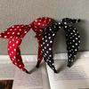 Vintage Hong Kong Red Polka Dot Bow Headband – Nostalgic Wide-Brimmed Headdress for Women
