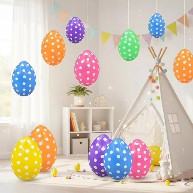 6-18PCS Easter Inflatable Egg Balloon 16 Inch Blow Up Yard Decor for HolidayParties Home Celebration and FestiveEvent Decoration
