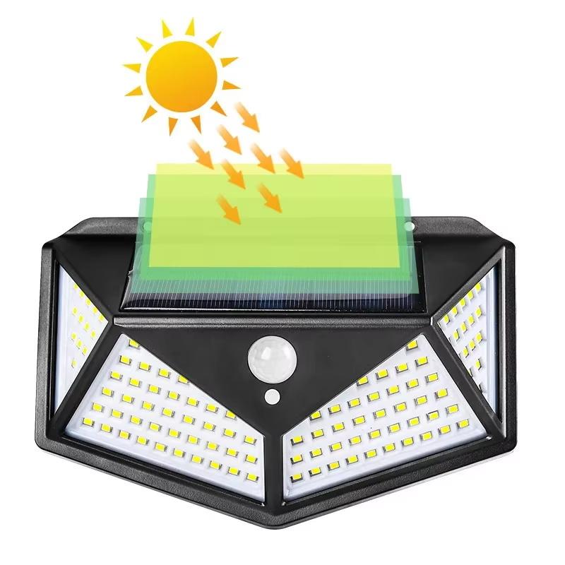 Солнечные фонари уличные водонепроницаемые 100 светодиодов настенный светильник с датчиком движения на солнечной батарее уличный фонарь на солнечной энергии для сада, крыльца, двора, гаража
