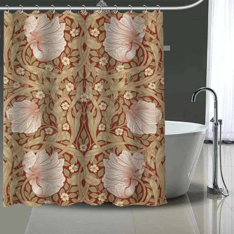 Уильям Моррис Искусство Пользовательский Узор Полиэстер Занавеска для Ванной Водонепроницаемая Занавеска для Душа Сделай Сам Экран для Ванной Напечатанная Занавеска для Ванной