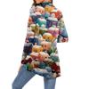 Женский модный кардиган-пальто с длинным рукавом, карманами, приталенного силуэта и рождественским принтом