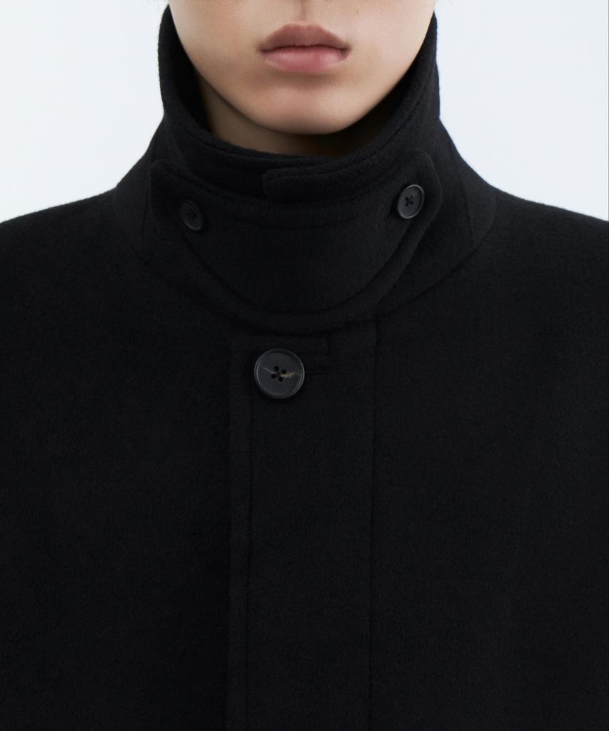 Musinsa Standard Cashmere Blend Over-Shoulder Balmacaan Coat [Black]