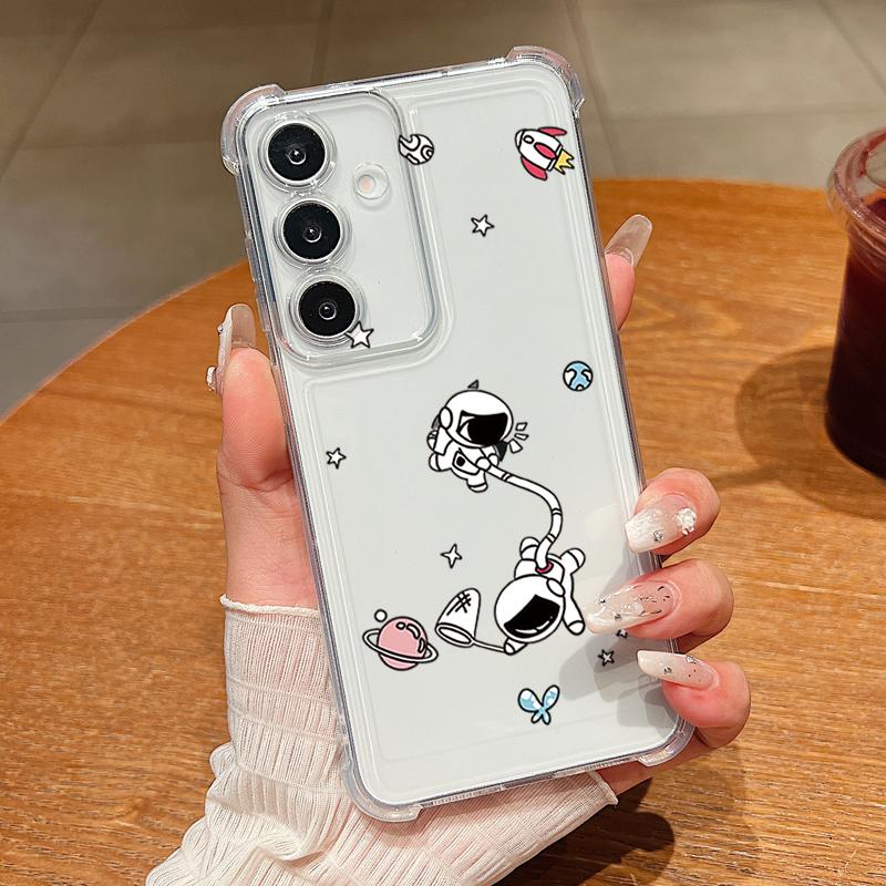 Чехол для телефона с принтом мультяшного астронавта для Samsung Galaxy S26 S25 S24 S23 Ultra S22 Plus S21 S24 S25 FE Прозрачный Ударопрочный Мягкий Чехол