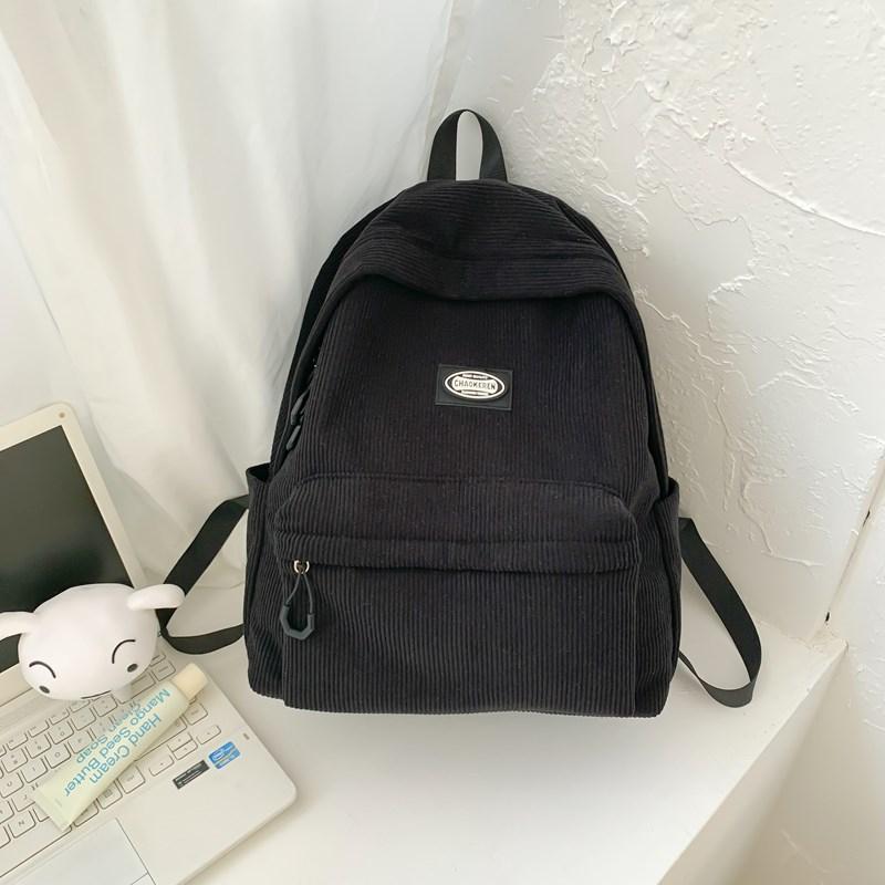 Студенческий однотонный школьный женский рюкзак из вельвета