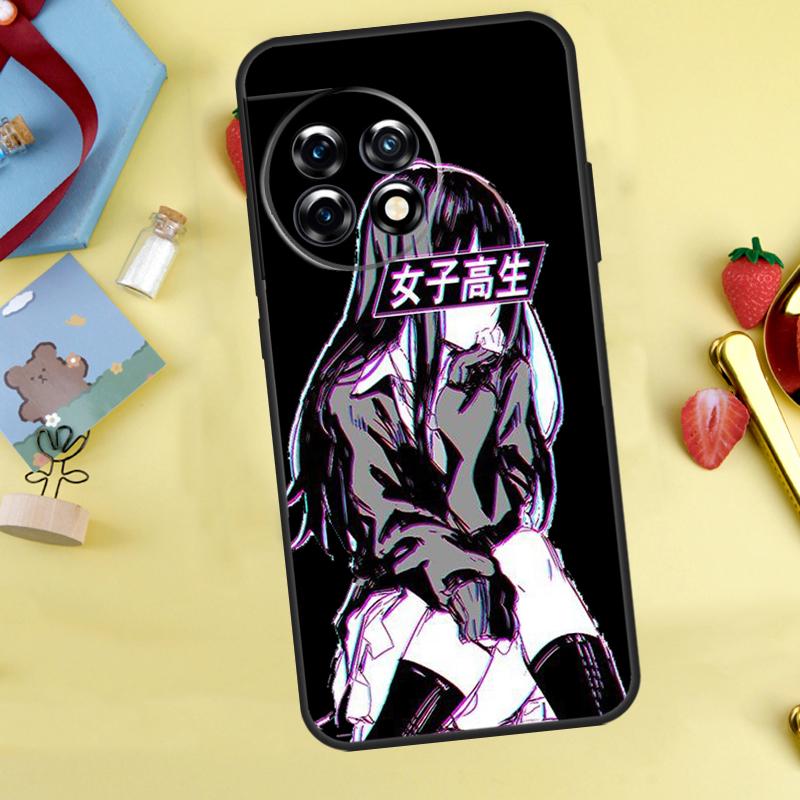 Грустный японский аниме эстетичный чехол для OnePlus 13T 13R 12 12R 15 13 11 10 10T 8T Nord CE 2 3 4 Lite N20 N30 Nord 5