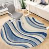 1pc Ocean Waves Office Round Area Rug, Under Office Chairs Bedroom Living Room Home Decor, Room Deco, Available in Various Sizes