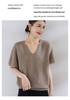 Women's V-Neck Loose-Fit Pure Cashmere Knitwear - Short Sleeve, 100% Goat Cashmere Pullover for Spring and Autumn.