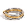Luxury Cubic Zirconia Gold Plated Multilayer Connecting Rings Set for Women Mixed Color Stackable Finger Ring Jewelry