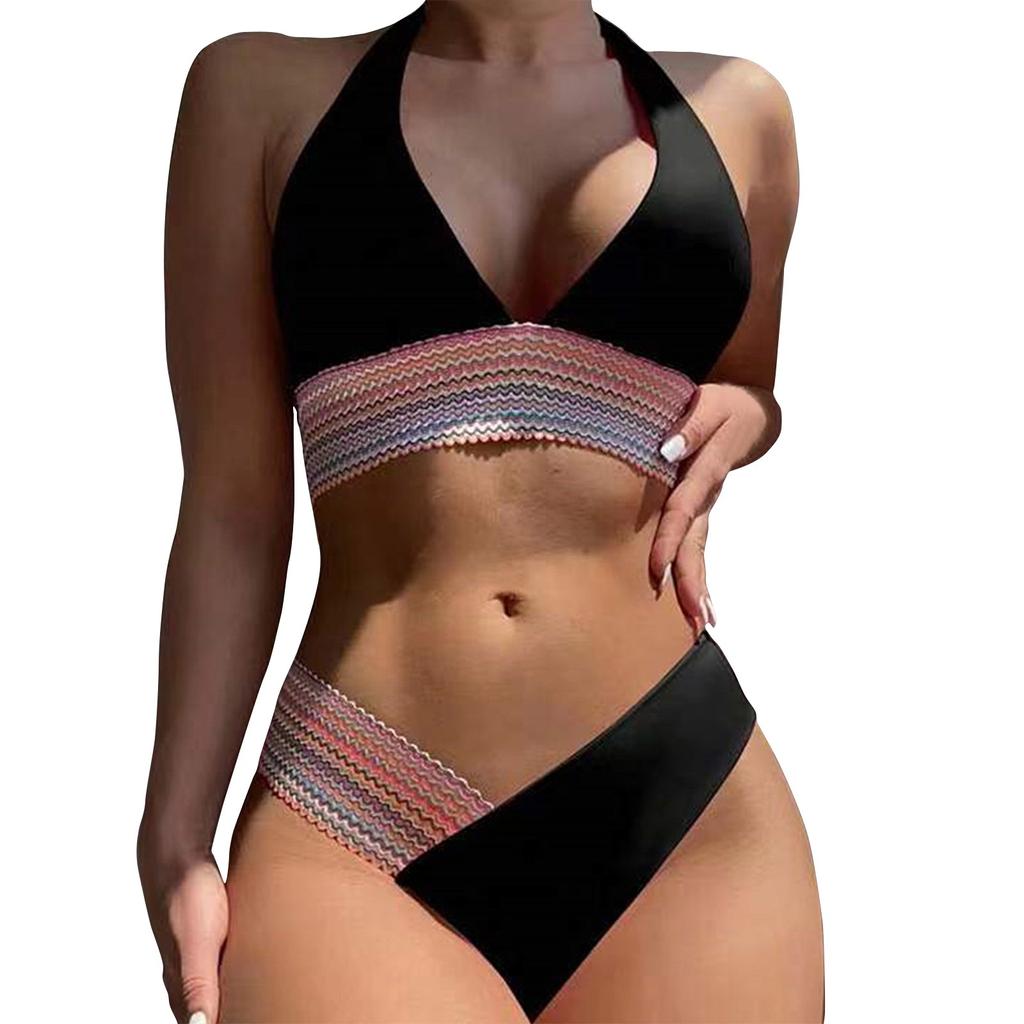 Women's Printing High-Breasted Straps Bikini Set Two-Piece Swimsuit