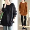 Top for Women Cotton Autumn Winter Thickened Warm Stretchy Round Neck Lace Mid-Length Plus Size Top Long Sleeve Oversize Tops