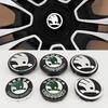 IYSZ8 56mm/65mm Green Black Chrome Car Wheel Center Caps Fit for Skoda Rims Hubcaps Cover Emblem Badge Logo Auto Styling Accessories