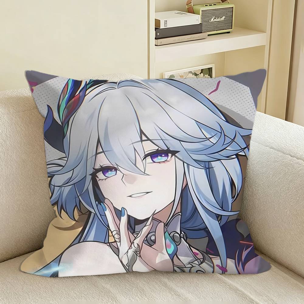 Yaoguang Honkai Star Rail Square Sofa Pillow Cover Solid Color Living Room Home Decor Cushion Case