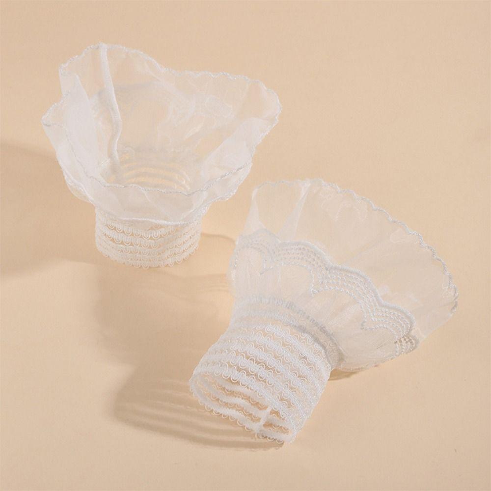 Pleated Lace Fake Cuffs Double Layer Horn Cuffs Decoration False Cuff Sleeve Women's Daily Wear