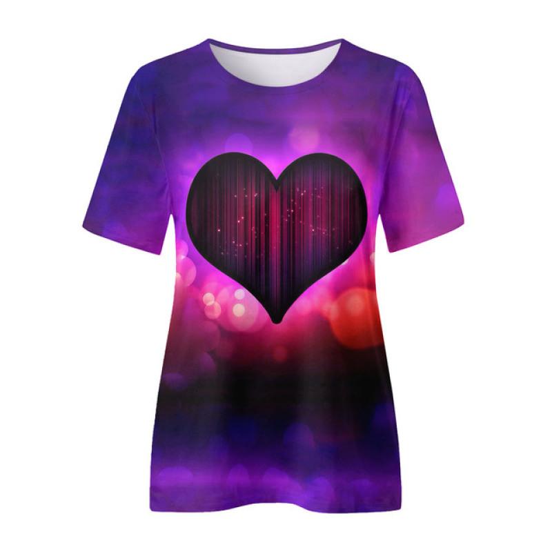 Женская футболка Love Pink с цифровым 3D принтом Y2k Elegance Vintage с коротким рукавом Элегантная повседневная удобная полиэстеровая футболка с круглым вырезом