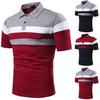 Men's Short Sleeve Chest Three Stripes Patchwork Color Shirt Men Lapel Button Plus Size Polo Shirts