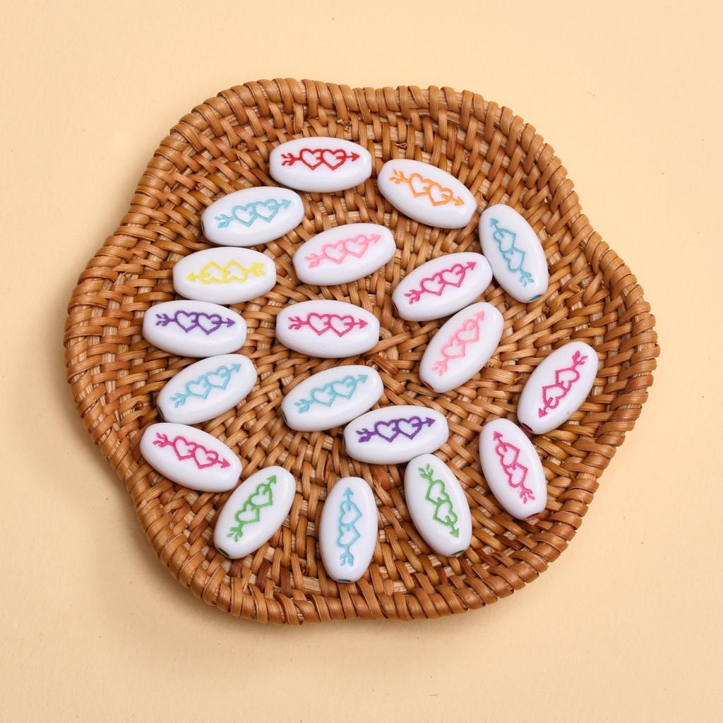 20 шт., 17,5*9,5 мм, одна стрела сквозь сердце, модные акриловые свободные бусины для изготовления ювелирных изделий, браслет, ожерелье, брелок, бисер, аксессуары ручной работы