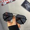 Pilot Sunglasses Polygonal Men'S And Women'S Tide Large Frame Thin Sunglasses Anti-Blue Light Glasses Frame
