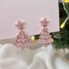 Women's Christmas Tree Zircon Crystal Star Stud Earrings Dangle Fashion Jewelry Gift for Xmas Party
