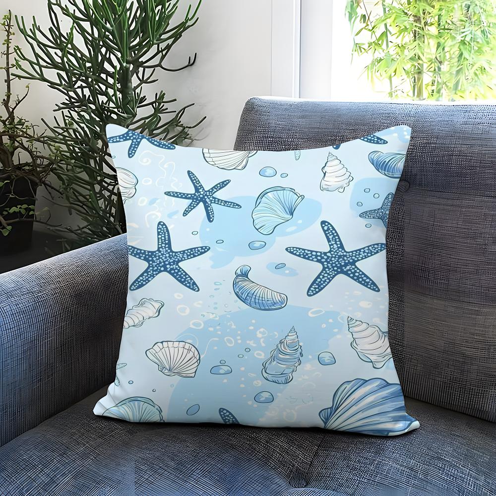 Light blue ocean ripple Cushion Cover Comfortable Reversible Pillow Cover Ideal for Car Sofa Bedroom Beyond