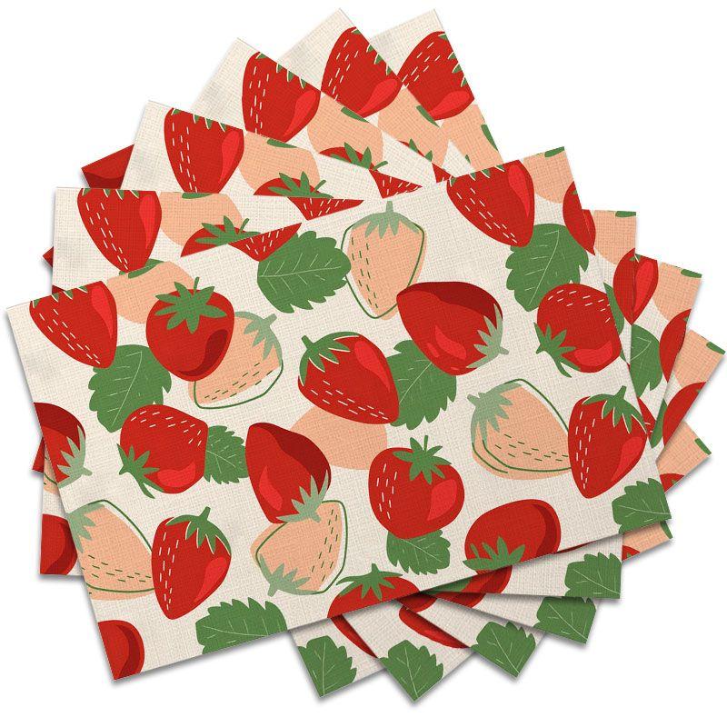 6Pcs, Strawberry Placemats, Washable, Suitable for Holiday Parties, Home Decor