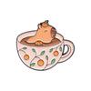 Cute Teacup Animal Enamel Pins - Kawaii Capybara Frog Duck Ghost Cat Brooches Lapel Badges for Backpacks Jackets Jewelry Gifts