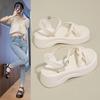 Women's Sandals Platform Sole One-line Buckle Narrow Band Shoes Women Leisure Daily Round Toe Roman Concise Sandalias De Mujer
