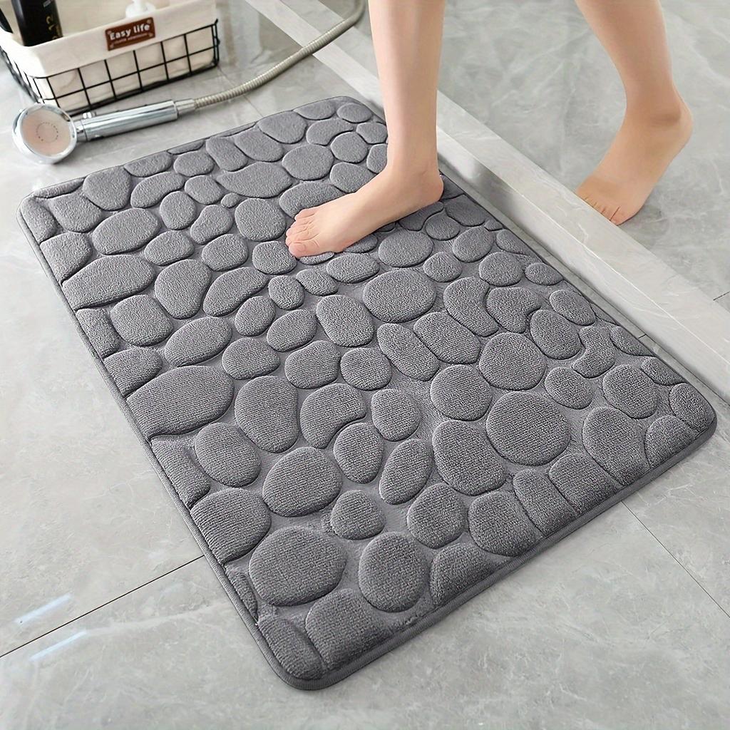 Bathroom Carpet Door Mat Cobblestone Embossed Simple Style Absorbent Foot  Non-slip Mat For Bathroom Bedroom Living Room Mat