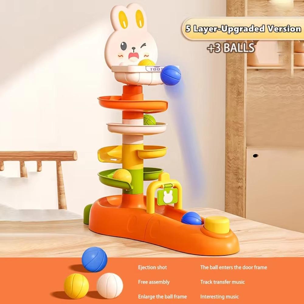 Rotating Design Rabbit Rail Car Ball Toys Press Mechanism Track Turn Around Toy  Toddler Activities