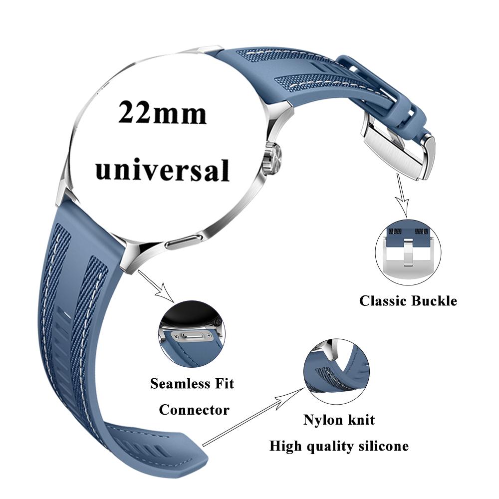 Ремешок 22 мм Подходит для Huawei Watch 5 46 мм Мягкий и прочный Силиконовый Нейлоновый сменный браслет для GT5 GT4 46 мм/WATCH Ultimate