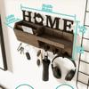 Wooden Wall Key Holder, Decorative Key and Mail Holder with Shelf Has Large Key Hooks for Bags, Coats, Umbrella