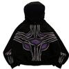 Unisex Oversized Streetwear Hoodie Black Embroidered Demon Eye Graphic Loose Fit Crewneck Sweatshirt