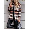 Осенняя женская клетчатая рубашка с длинным рукавом и большим карманом, свободного кроя, куртка средней длины