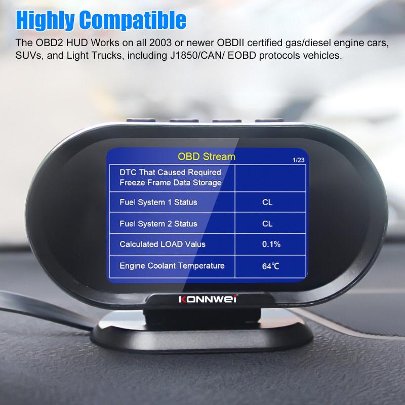 Kw206 2 в 1 Автомобильный сканер неисправностей Obd2 GPS цифровой спидометр Hud Head Up Дисплей Сигнализация Диагностика