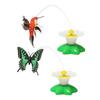 Интерактивная игрушка для кошек с вращающейся на 360 градусов летающей птицей, пчелой, бабочкой и цветочной основой, тизер для кошек, товары для домашних животных