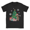 Men Mr Garrison Around The Christmas Tree South-Park T Shirts Pure Cotton Clothes Short Sleeve Crewneck Tees T-Shirts