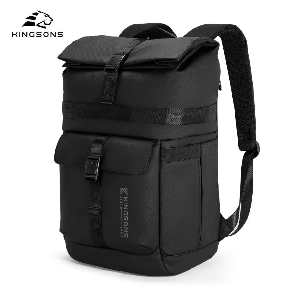 Men Backpack Kingsons 2025 New Fashion Concise Design Business For 15.6 Inch Laptop Waterproof College Student Boys School Bag Black / Gray KS3333W